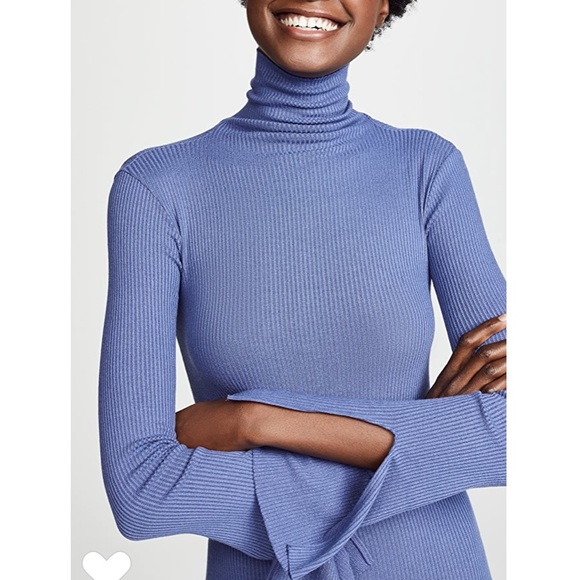 Enza Costa Ribbed Split Sleeve Midi Dress Sz S - Picture 4 of 7